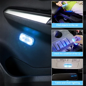 1/2gab Automašīnas salona Dome Gaismas Bezvadu Pirkstu Pieskāriena Sensoru, galda Lampas 5V LED Auto Stils Nakts Gaisma Mini Box USB Maksas