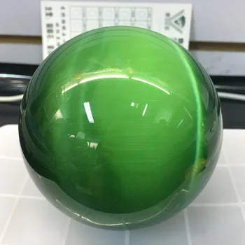 10 cm Papildu-Liela Izmēra Reto Dabas Kvarca green Cat Eye Kristāla Dziedināšanas Bumbu Sfērā Stends 1 gab.