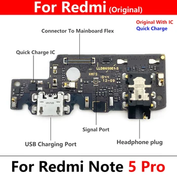 100% Oriģināls Jaunas Lādēšanas Ports Xiaomi Redmi 5. Piezīme Pro Doks Flex Savienotājs USB Lādētāju Valdes Rezerves Daļas