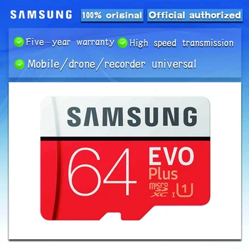 100% Oriģināls SAMSUNG Micro SD atmiņas kartes ar 64 GB u1 Atmiņas Kartes EVO Plus 64GB Class10 TF Kartes C10 80MB/S MICROSDXC UHS-1 Bezmaksas Piegāde