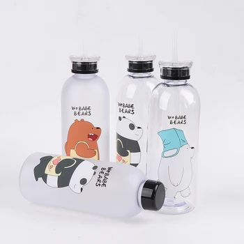 1000ml Kungfu Panda caurspīdīgas Plastmasas Pudeli Karikatūra Matēta Ūdens Pudelēs, hermētiskos Drinkware Gudrs Students Biroja Dāvanu Kauss