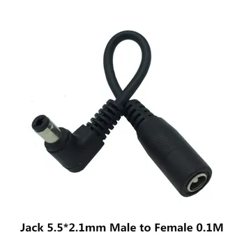 10cm DC Power Plug Kabeli 5.5*2.1 mm Vīrietis 90 Grādu Pareizā Leņķī, Lai 5.5 x 2.1 mm Sieviešu Adapteris pagarinātāja Vadu CCTV Kameras