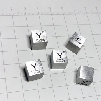 10mm Itrija Kubikmetru Periodiskā Tabula Y Cube 99.9% Tīra Itrija Metāla Kubikmetru Dāvanu Itrija Elements Bloka Paraugs