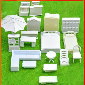 10pcs 1/50 mēroga Namiņš mēbeles, rotaļlietas, miniatūras preces miniatūra ainava DIY plastmasas modelis komplekti veidot