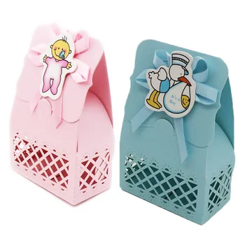 10pcs Cute Candy Baby Box Zēns Meitene Barošanas Pudeļu Dizains, Iepakojums, Dāvanu Kastes, Bērnu Dušas, Dzimšanas dienas Puses Labā, Zils, Rozā Dekors