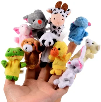 10pcs/set Cute Dzīvnieku Pirkstu Leļļu Plīša Rotaļlietas, Multfilmas Bioloģisko Bērnu Baby Labu Lelle Bērniem Dāvanas Ģimenei Izglītības Pirkstu Rotaļu