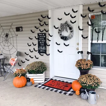 12pcs 3D Sikspārņi Halloween kostīmu Spooky spoku, raganu vednis dzimšanas dienas svinības sienas durvju Mājas priekšā lievenis galda Dekorēšana fonu