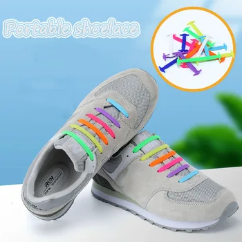 13 Krāsas Silikona shoelace super elastīgas mežģīnes-bezmaksas atstarojošo mežģīņu kurpes vispārējā pieaugušajiem un bērniem, aksesuāri apavu