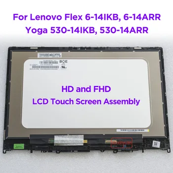 14.0 LCD skārienekrānu, Digitizer Montāža Lenovo Jogas 530-14IKB 530-14ARR Flex 6-14IKB 6-14ARR HD Display FHD Nomaiņa