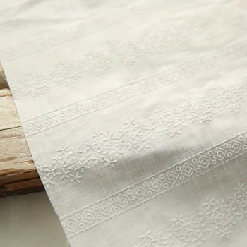 140x 50cm balts plānas Kokvilnas Žakarda Šūšana, Auduma, Padarot Apģērbu Krekls Roku darbs DIY Audums