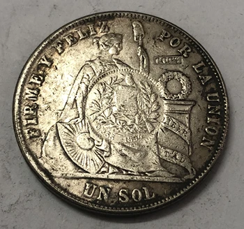 1870 Peru 1 Sol Kopēt Sudraba Monētas