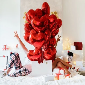 18inch 100gab, Sarkana sirds Baloni piepūšamās mīlestība folijas gaisa Balons kāzu Valentīna dienā, Kāzu Dekorācijas, hēlija balonu globos