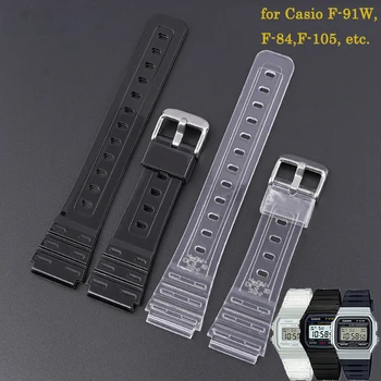 18mm Skatīties Joslas Nomaiņa Casio F91W F84 F105/108 A158/168 AE1200/1300 Watchbands Ūdensizturīgs Silikona Siksniņa