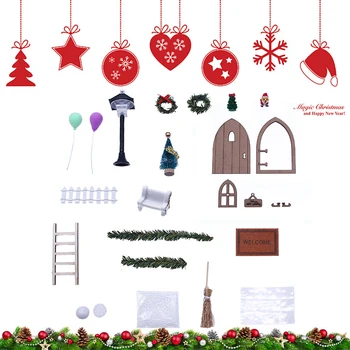 18pcs Miniatūras Skatuves DIY Rotājumi Elf Durvju Aksesuāri Viltus Lampu Vainags Komplekti Mini Miniatūras Skatuves Modeli, Ziemassvētku Rotājumi