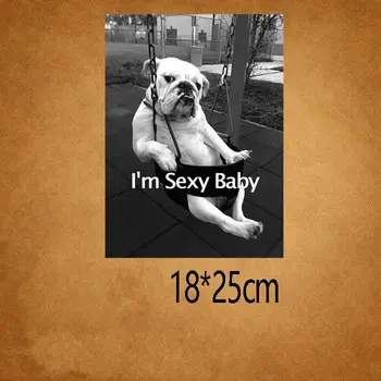 18x25cm Modes Sexy Mopsis Suns Dzīvnieku Dzelzs Par Ielāpus DIY Siltuma Drēbes, T-Kreklu Siltuma Uzlīmju Drukas Apdare