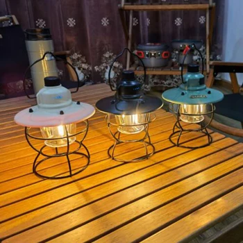 1gb Kempinga Lampas, USB Uzlādējams Metāla Laternas Ūdensizturīgs Portatīvo Retro Piederumi Ceļš Kempings Klāja, Iekštelpu un Āra