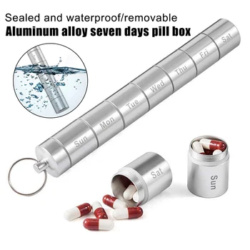 1gb Portatīvo Tableti Gadījumā, ja 7 Dienu Ceļojumu Pill Box Alumīnija Sakausējuma Ceļojumu Tableti Turētājs Ūdensizturīgs Anti Rust Organizators Noņemams