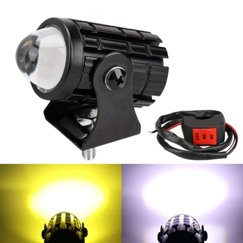 1GB Universālo Motociklu LED Lukturu Projektora Objektīvs divu Krāsu ATV Motorollera Vadītāja par Sacīkšu Gaismas Autonoma Uzmanības centrā Lampas