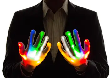1Pair LED indikators iedegas Rokas Pirkstu Mirdzošo Cimdi Halloween, Ziemassvētku Tērpu, Deju, Skatuves Dekori Darbības Cimdi Pirkstu Dekori