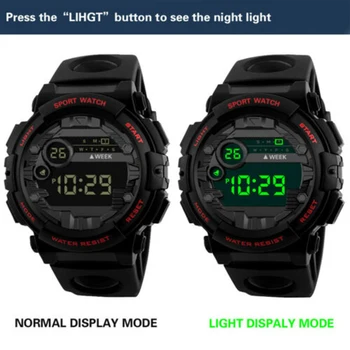 1pc Ciparu LED Displejs, Sporta Skatīties Ūdensizturīgs, Gaismas Āra Elektronisko Rokas Watchs Atpūtas Dekoratīvie Piederumi