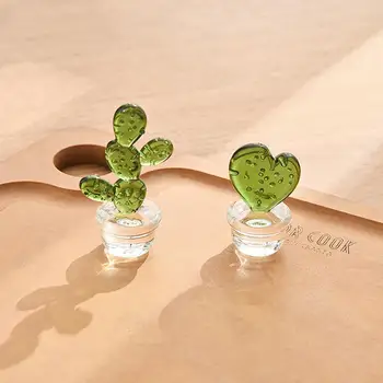1pc Min Kaktuss Rotājumi Laba Meistarība, Dekoratīvie Stikla Miniatūru Kaktuss Bonsai Statuetes Galda Virsmā Mājas Dekoru 2021