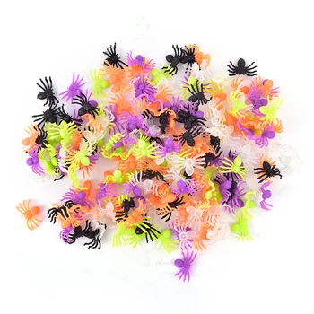 200pcs/daudz Halloween Mini Plastmasas Multicolor Spider Joking Dzimšanas dienas Rotaļlietas DIY Apdare DIY Puse Dekoratīvus Aksesuārus izlases krāsa