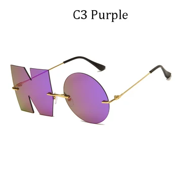 2022 jaunu modes NR. burtu formas saulesbrilles sieviešu luksusa zīmolu personības bezrāmju saules brilles vīriešiem krāsains toņos spogulis