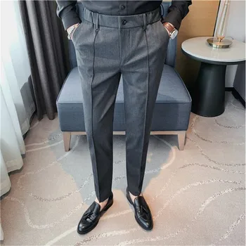 2022 korejiešu Stilā Vīriešiem Pavasara Augstas Kvalitātes Brīvā laika Bikses/Vīriešu Slim Fit Modes vienkrāsainu Biroja Kleitu, Bikses Plus lieluma 29-36