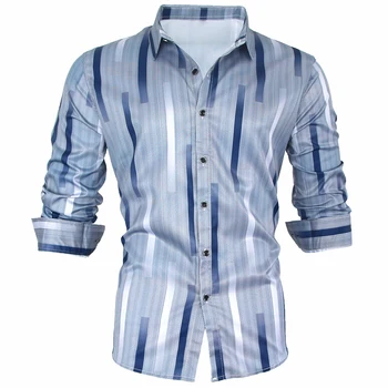 2022 Pavisam Jaunu Sociālo Dizainers Slim Fit Vintage Modes Svītrainām garām Piedurknēm Vīriešu Tee Krekls, Kleita Jersey Ikdienas Apģērbu 6102