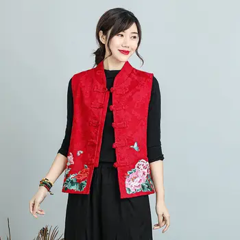 2023 ķīniešu tradicionālās hanfu drēbes tang uzvalks, veste sievietēm, izšuvumi, ziedu piedurknēm hanfu veste kokvilnas veļu, mētelis, veste