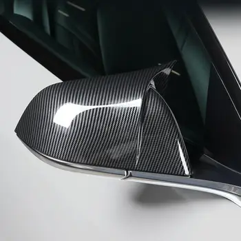 2gab Atpakaļskata Spoguļa Vāks Vāciņš Spīdīgi Melna Oglekļa Šķiedras Tesla Model Y 2020 2021 2022 Modelis Y GT Stila ABS Pārklājumu Spogulis