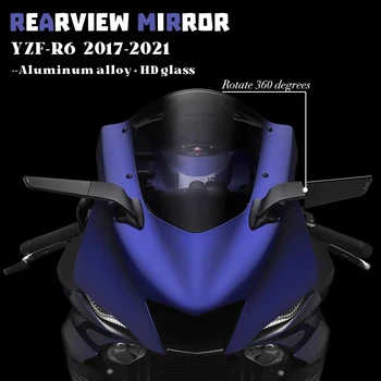 2GAB Motociklu Spoguļi Modificētu Vēja Spārniem Regulējams Rotācijas Atpakaļskata Spogulis YAMAHA YZF-R6 R6 YZFR6 2017 2019 2020 2021