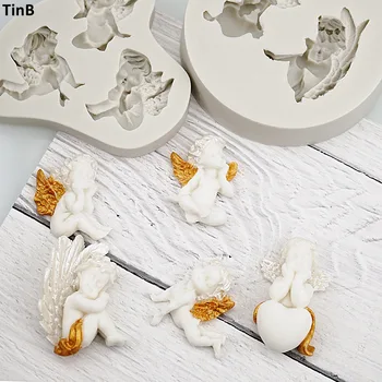 3D Baby Eņģelis Silikona Veidnē Pomādes Veidnes Kūka Dekorēšanas Rīku Šokolādes Gumpaste Pelējuma Sugarcraft Virtuves Piederumi Ziepju Veidne