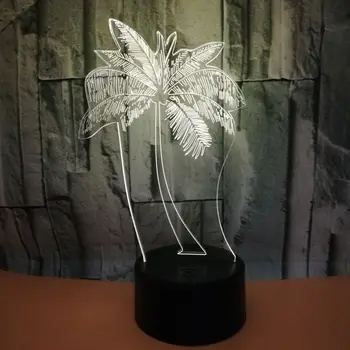 3D LED Nakts Gaisma Palmu Koku Lapu ar 7 Krāsas, Gaismas, Mājas Apdare, Lampas Pārsteidzošs Vizualizācijas Optiskā Ilūzija Awesome