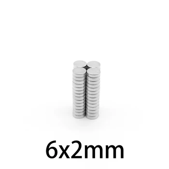50~1000pcs 6x2mm Mini pulējamās Magnēti spēcīgu 6mmx2mm Ledusskapis N35 Neodīma Magnētu Disku 6x2mm NdFeB Pastāvīgiem Magnētiem 6*2mm