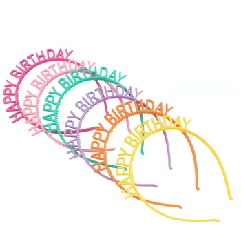 6pcs/iepak Happy Birthday Galvu Dekorācijas, Dzimšanas dienu Meitene Puse Cepuri Krāsains Dzimšanas dienas svinības Macaron Cepure Galvas stīpa