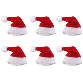 6pcs Mini Ziemassvētku Cepuri Ziemassvētku Vecīša Cepure Ziemassvētki Konfekte Cepuri Mini Kāzu Dāvanu Radošo Caps Ziemassvētku Eglītes Rotājumu Dekori