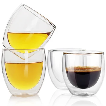 80ml 150ml Dubultu Sienu Izolāciju Latte Kafijas Tases Tējas Dzeršanu Espresso Krūzītes Viskijs Stikla Krūzes Drinkware