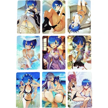 9pcs/set Anime Flash Karšu sexy kawaii Rem Reti Kartes Komplekti Re:Dzīve citā pasaulē no nulles Anime spēļu kolekcija kartes