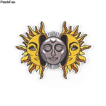 A3644 Karikatūra Saules Un Mēness Dzelzs uz Plāksteris Apģērbu diy Izšūti Šūšanas Aplikācijas Piešūt Auduma Plāksteri Žetons Raibs Apģērbs