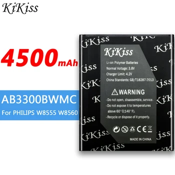 AB3300BWMC 4500mAh Augstas Kapacitātes Akumulatoru PHILIPS Xenium W8555 W8560 CTW8560 CTW8555 Smart Tālruni