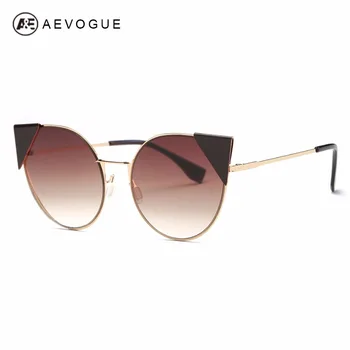 AEVOGUE Saulesbrilles Sieviešu Zīmola Dizainere Cat Eye Sakausējuma Rāmis Lielajam Vintage Superstar Saules Brilles AE0493