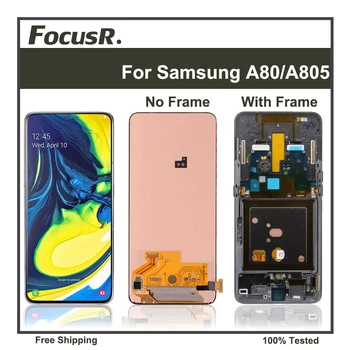 AMOLED Displejs Samsung Galaxy A80 A805 A805F A8050 A805X A805N LCD skārienekrānu, Digitizer Montāža Nomaiņa