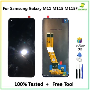 AMOLED LCD Ekrānu, Samsung Galaxy M11 M115 M115F Displejs Digitizer Montāža Nomaiņa Stingri Tesed Nav Miruši Pikseļi