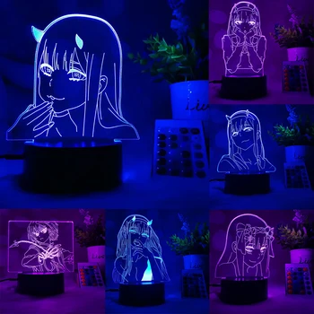 Anime Darling, jo Franxx Nulles Divas Anime 3D LED Dekori Lampas Attēls Nightlight