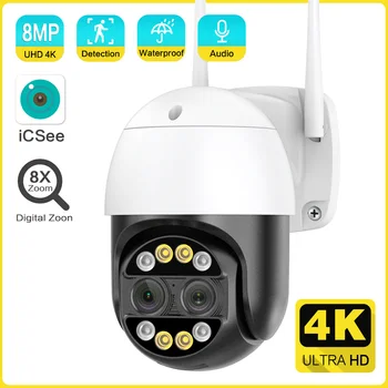 ANSHICAT 4K 8MP WiFi Survalance Kamera, 8X Hibrīda Tālummaiņas 2.8+12mm Dual Objektīvs PTZ Ai Cilvēka Atklāt 4MP Drošības Audio Video IP Kameras