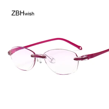 Anti Zilā Lasīšanas Brilles Sievietēm Dimond Griešanas Bez Apmales Brilles Pret Nogurumu Hyperopia Presbyopic Brilles +1.5