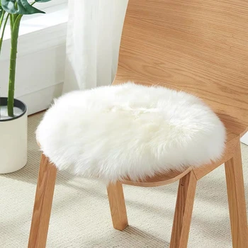 Apaļas formas ilgi vilnas īsta aitādas krēsla paklājiņš , pelēkā apdare dīvāna spilvenu,ziemas kažokādas krēsla spilventiņu