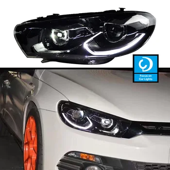 Auto Priekšējo Lukturu Par Scirocco R 2009-2015 LED Lukturu Stils Dinamisku Pagrieziena Signāla Lēca, Automobiļu Piederumi Montāža 2 GAB.