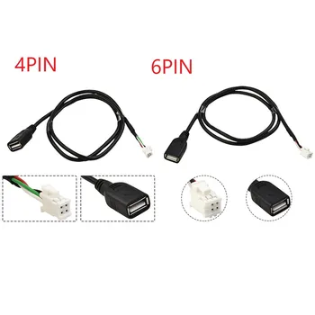 Auto USB Kabeļa Adapteris 4Pin 6Pin Savienotājs USB Pagarinājuma Kabelis, Adapteris Android Auto Radio Stereo 75CM USB Kabeli USB Adapteri